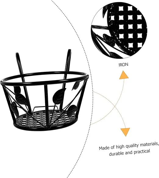 1pc Small Leaf Flower Basket Outdoor Decor Metal Fence Hanging Flower Pot Holder Railing Planter Hanger Hanging Planter Pots for Plants Flower Hanging Holder Window Leaves Iron - Image 3