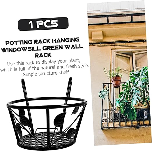 1pc Small Leaf Flower Basket Outdoor Decor Metal Fence Hanging Flower Pot Holder Railing Planter Hanger Hanging Planter Pots for Plants Flower Hanging Holder Window Leaves Iron - Image 5