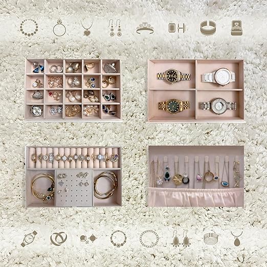 3 Layer Jewelry Organizer with Travel Jewelry Case - Jewelry Box with 2 Drawers - Large Jewelry Boxes for Women - Luxury Lockable Jewelry Holder Organizer - Gifts for Women - Image 5