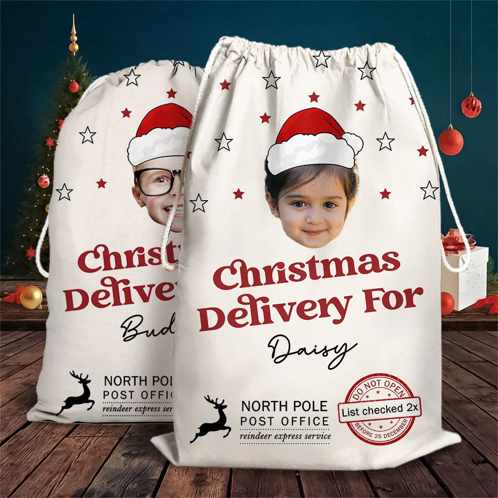 Custom Christmas Delivery Face Photo Family Christmas Bag, Christmas Gift - Image 5