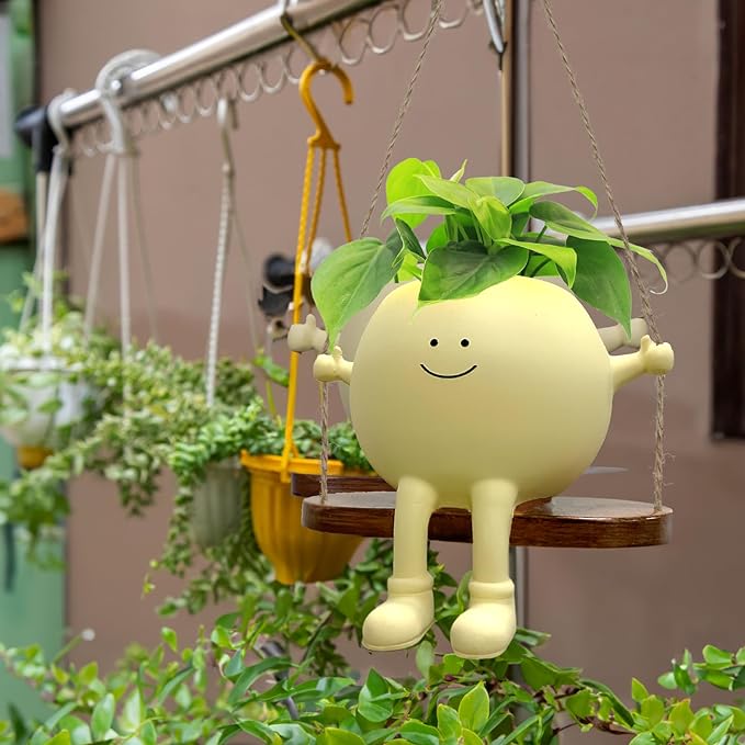 Face Plant Pot,Succulent Pots,Small Flower Pots,Gift Planter with Drainage Hole,Unique Cute Plastic Flower Pot with Face,Novelty Planter,Hanging Planters for Indoor and Outdoor (Smiles) - Image 3
