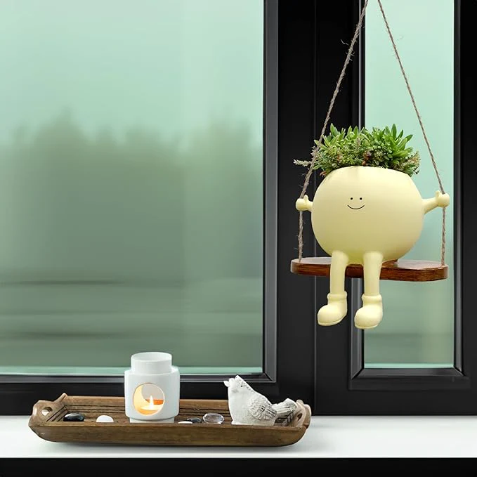 Face Plant Pot,Succulent Pots,Small Flower Pots,Gift Planter with Drainage Hole,Unique Cute Plastic Flower Pot with Face,Novelty Planter,Hanging Planters for Indoor and Outdoor (Smiles) - Image 4