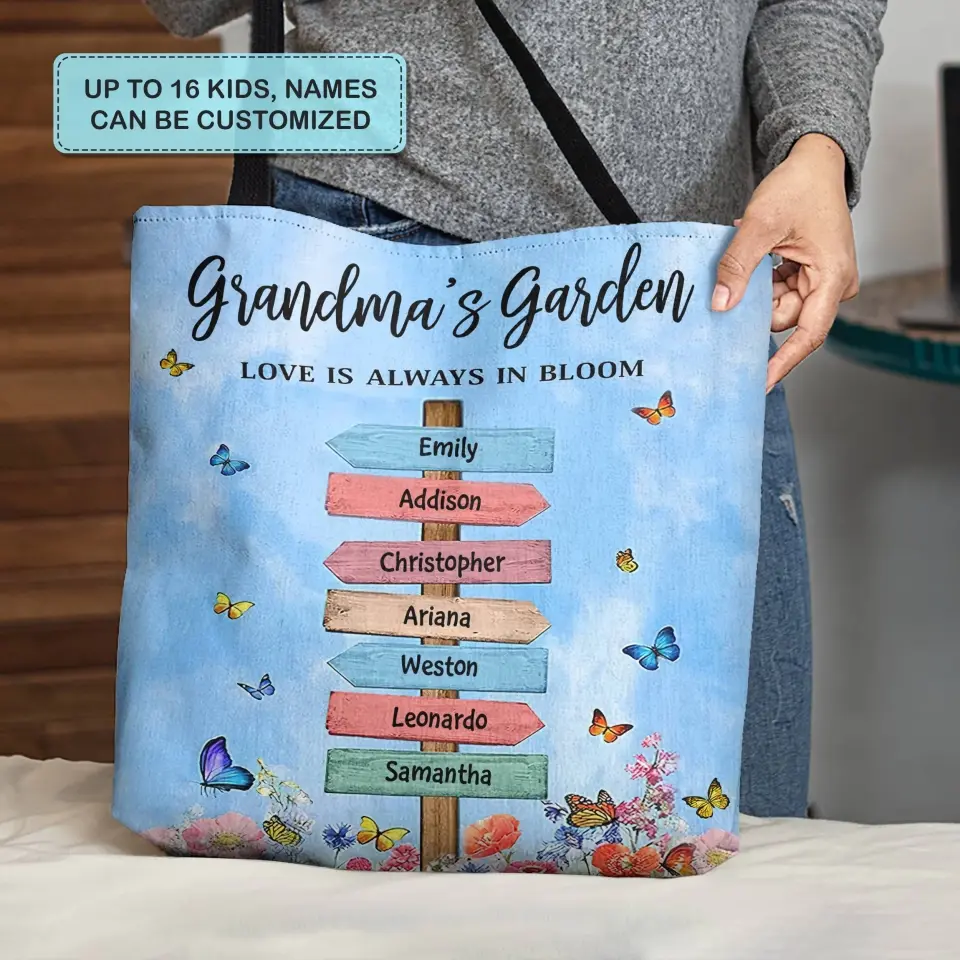 Personalized Tote Bag - Birthday, Mother's Day Gift For Mom, Grandma - Grandma's Garden ARND018 - Image 4