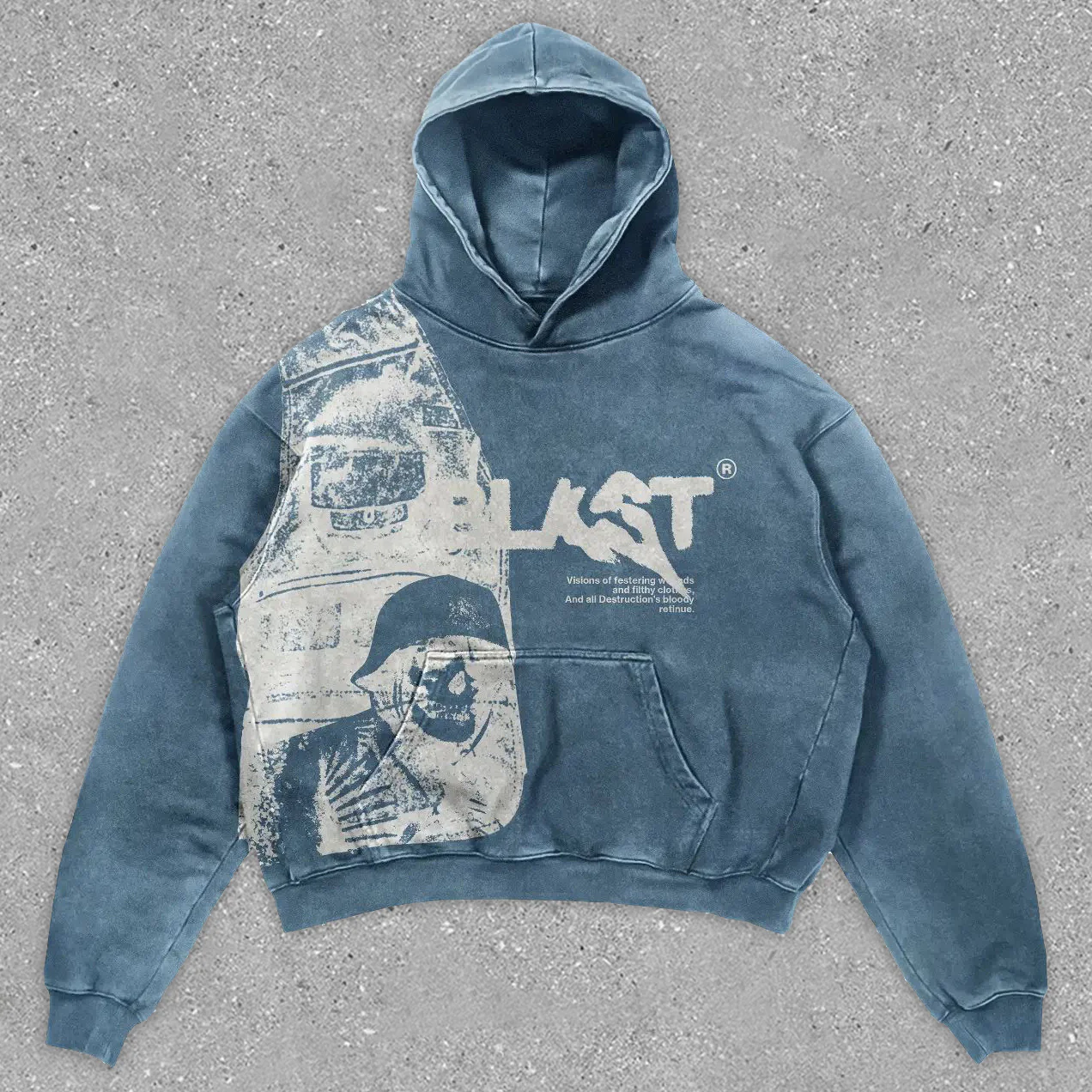 Statement Street Style Vintage Print Long Sleeve Hoodie - Image 3