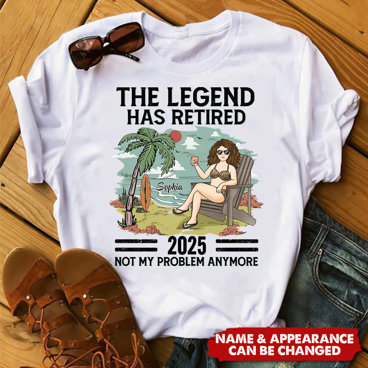 The Legend Has Retired, Not My Problem Anymore - Personalized T-Shirt - Appreciation, Retirement Gift For Coworkers, Work Friends, Colleagues - Image 2