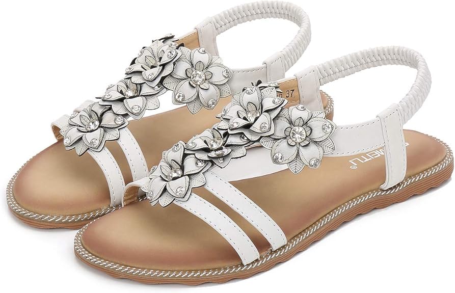 WOMEN'S LIGHTWEIGHT FLOWERS CLIP TOE SANDALS - Image 9