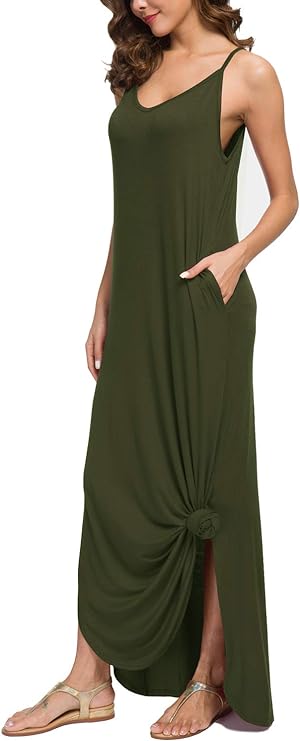 Women's Summer Casual Loose Dress Beach Cover Up Long Cami Maxi - Image 2