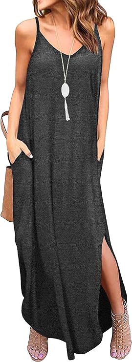 Women's Summer Casual Loose Dress Beach Cover Up Long Cami Maxi - Image 6